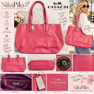 Coach Derby Tote F58660 Pink Pebbled Leather Large Shoulder Bag
